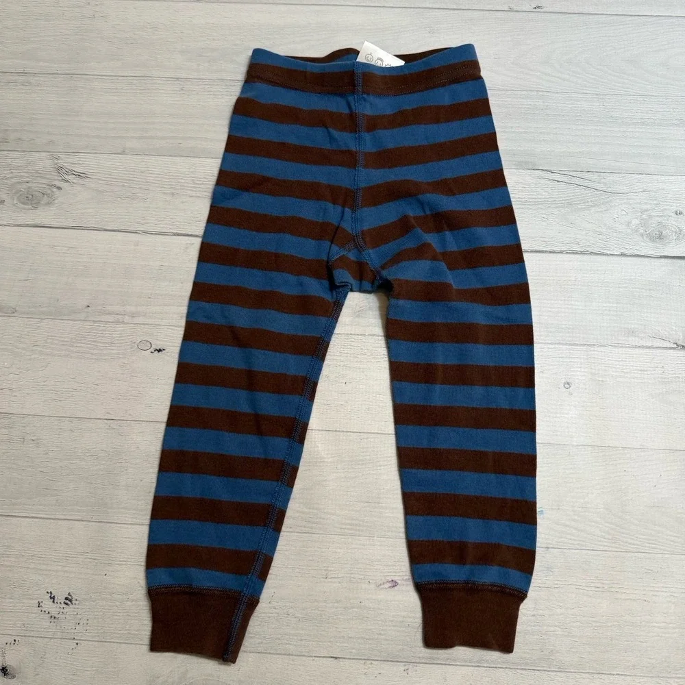 Hanna Andersson kids long John pajamas winter‎ tiger brown blue stripes 90/3